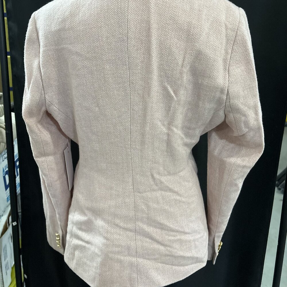 Rachel Parcell Pink Double Breasted Blazer Lined With Herringbone Tweed